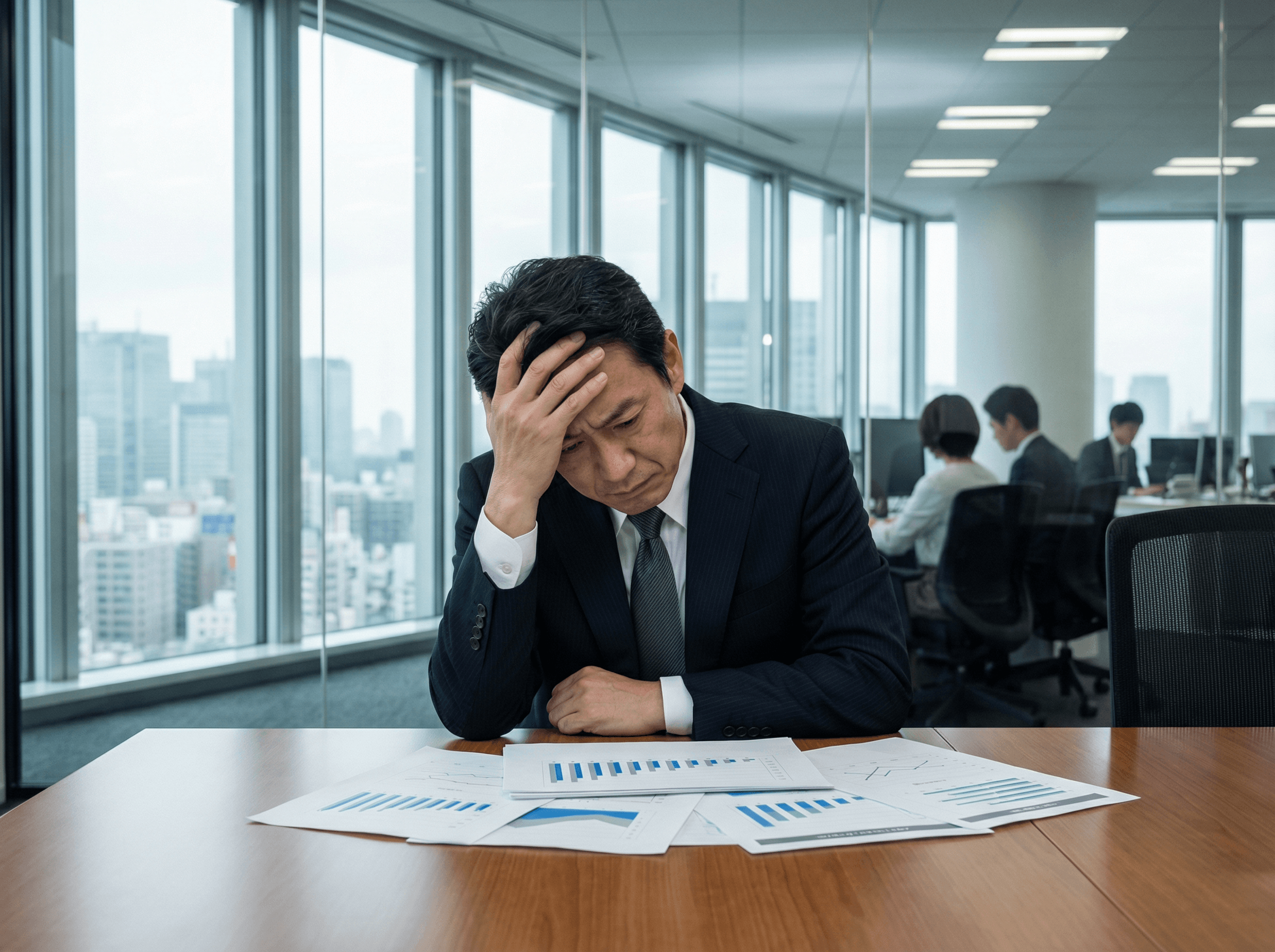 悩みを抱える経営者や管理職のイメージ写真